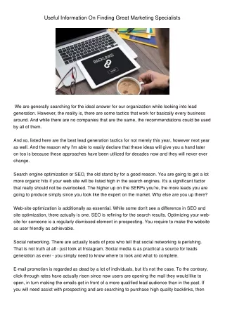 useful information on finding great marketing