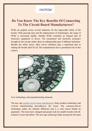 Do You Know The Key Benefits Of Connecting To The Circuit Board Manufacturers