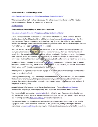 intentional torts a part of tort legislation