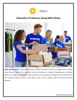 4 Benefits of Collective Giving With Oktion
