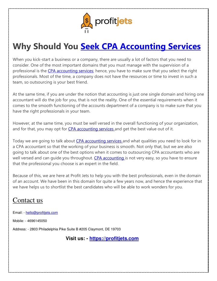 why should you seek cpa accounting services