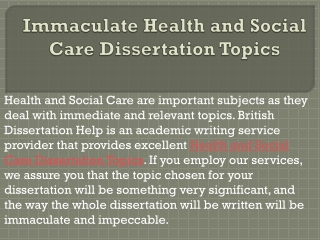 immaculate health and social care dissertation topics