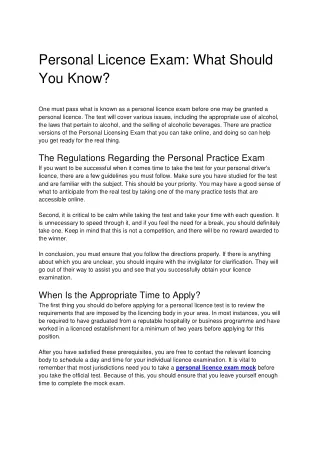 personal licence exam what should you know