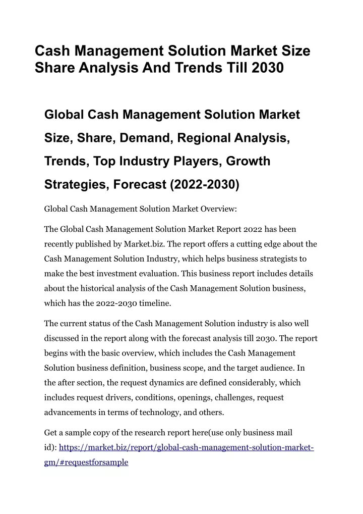 cash management solution market size share
