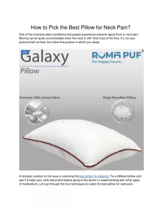 How to Pick the Best Pillow for Neck Pain