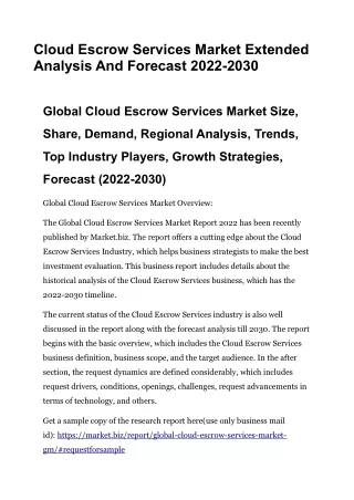 cloud escrow services market extended analysis