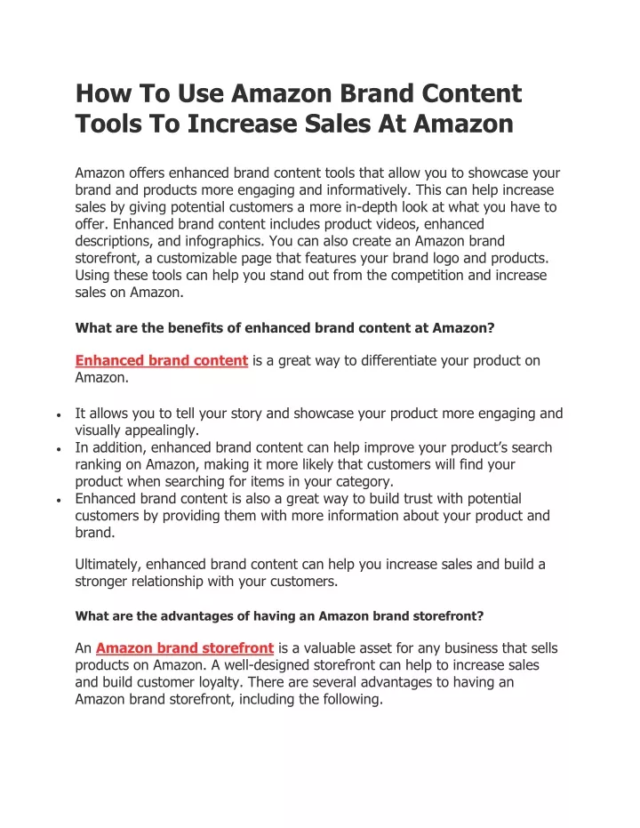 how to use amazon brand content tools to increase