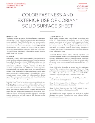 Color Fastness and Exterior Use Of Corian® Solid Surface Sheets
