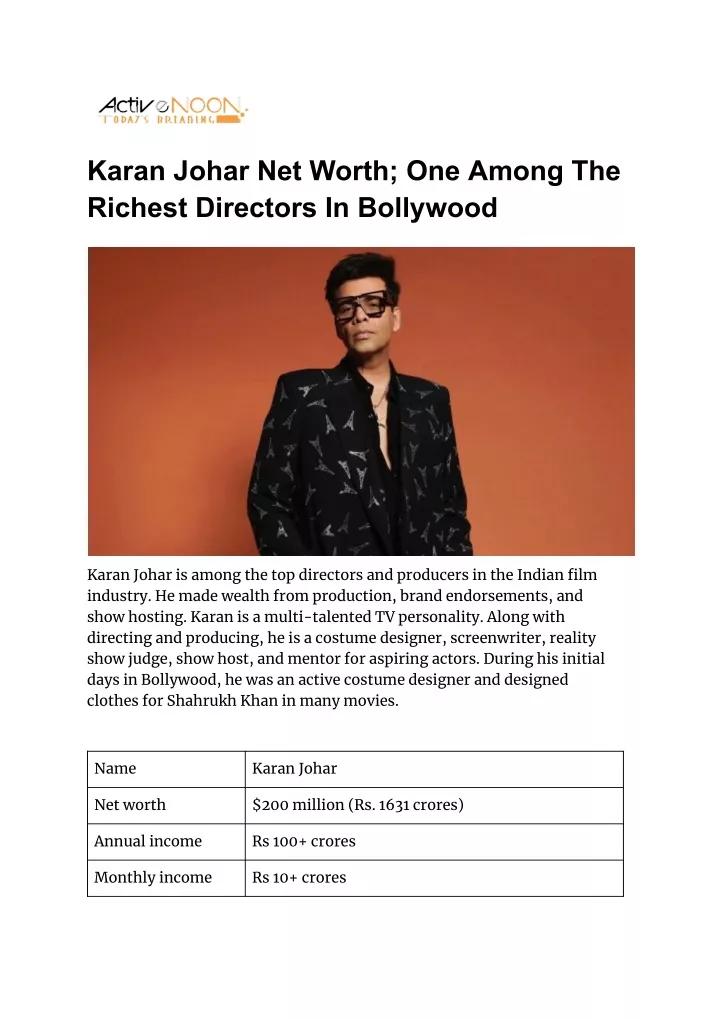 karan johar net worth one among the richest
