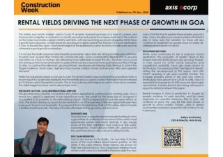 Rental Yields Driving the Next Phase of Growth in Goa - Aditya Kushwaha