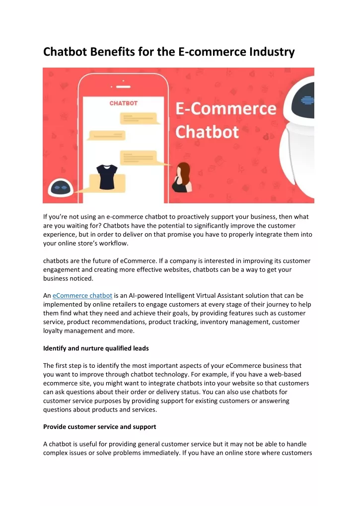 chatbot benefits for the e commerce industry