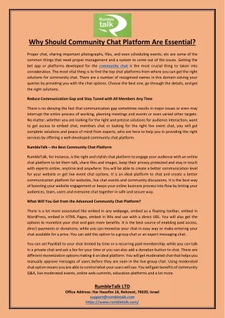 why should community chat platform are essential