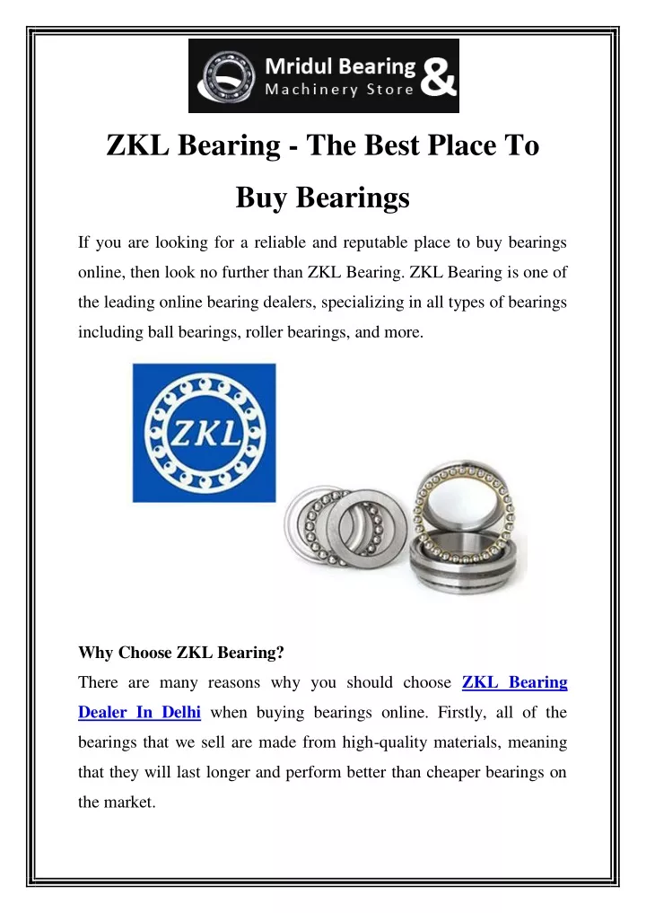 zkl bearing the best place to