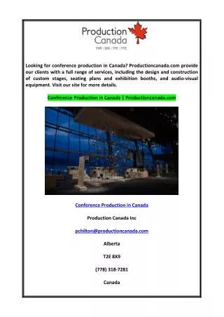 looking for conference production in canada