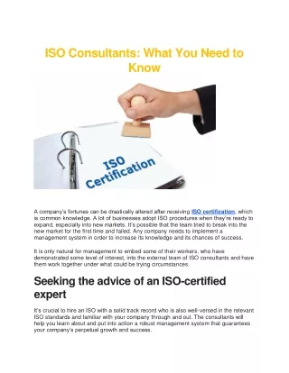 ISO Consultants What You Need to Know