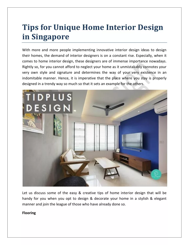 tips for unique home interior design in singapore