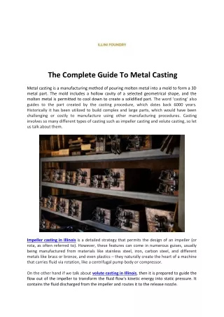 The Complete Guide To Metal Casting - Illini Foundry