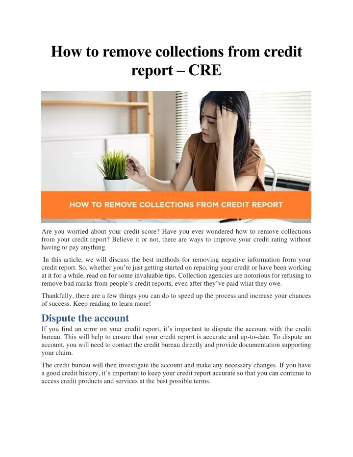 how to remove collections from credit report cre