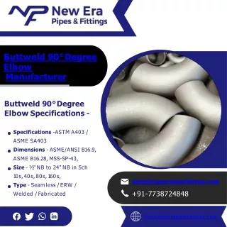 Buttweld 90° Degree Elbow  | Pipe Fittings  - New Era Pipes and Fittings