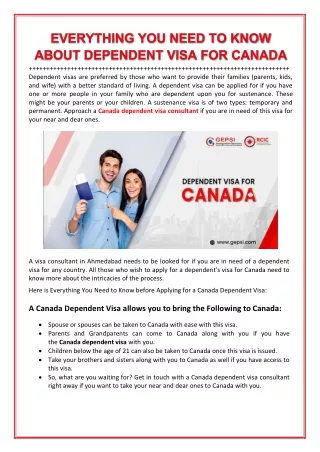 Everything You Need to Know about Dependent Visa for Canada
