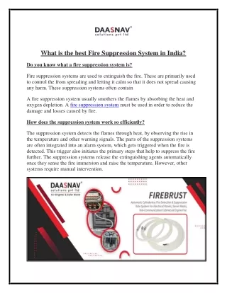 What is the best Fire Suppression System in India