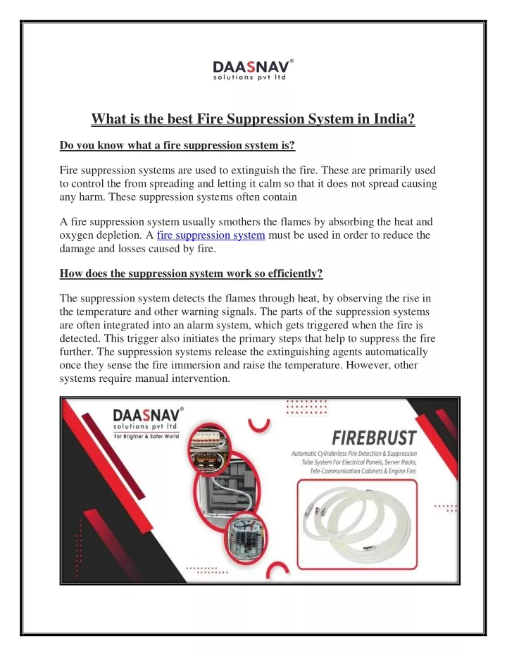 what is the best fire suppression system in india