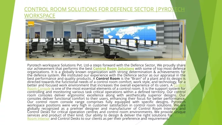 control room solutions for defence sector pyrotech workspace