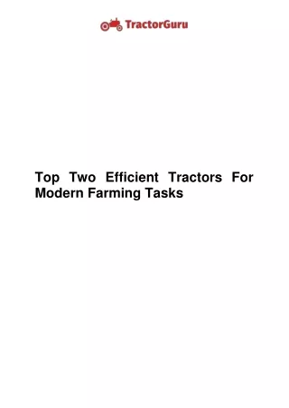 Top Two Efficient Tractors For Modern Farming Tasks