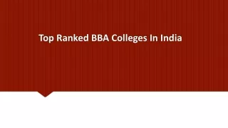Top Ranked BBA Colleges In India