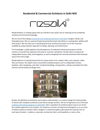Residential & Commercial Architects in Delhi NCR