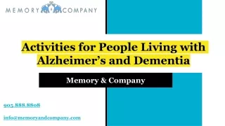 Activities for People Living with Alzheimer’s and Dementia