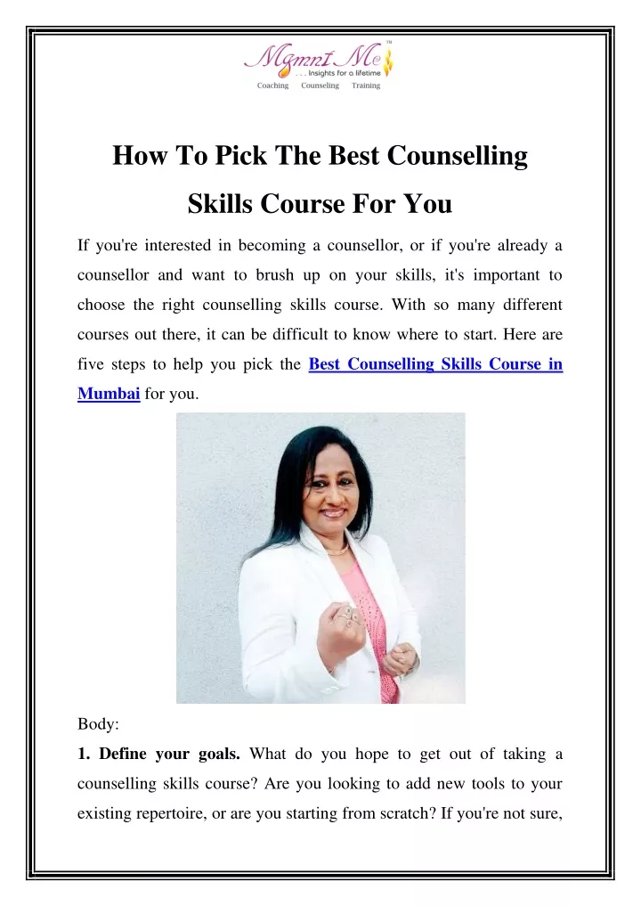 how to pick the best counselling