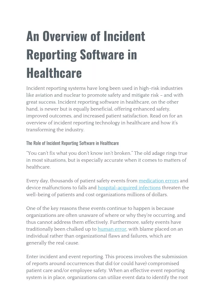 an overview of incident reporting software
