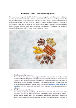 8 Best Ways To Stay Healthy During Winter