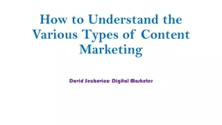 How to Understand the Various Types of Content Marketing- David Sechovicz