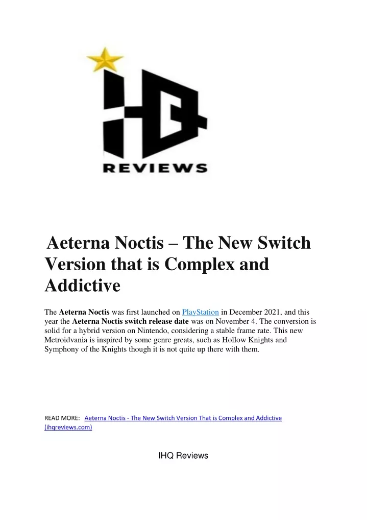 aeterna noctis the new switch version that
