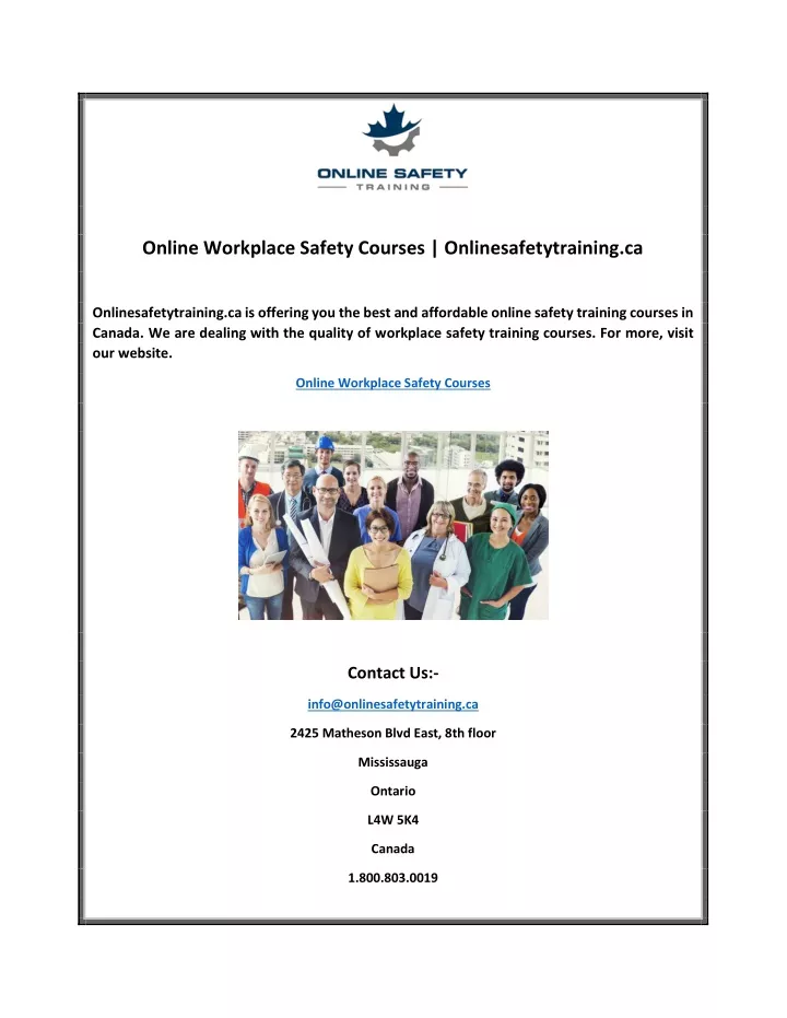 online workplace safety courses