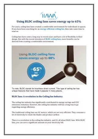 using bldc ceiling fans saves energy