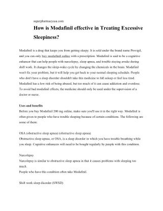 How is Modafinil effective in Treating Excessive Sleepiness