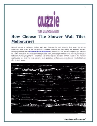 How Choose The Shower Wall Tiles Melbourne
