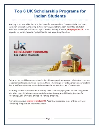 Top 6 UK Scholarship Programs for Indian Students