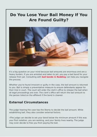 Is Your Bail Money Lose If You're Found guilty?