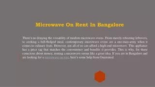 Microwave On Rent In Bangalore