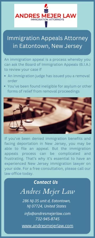 An Immigration Appeals Attorney in Eatontown, New Jersey