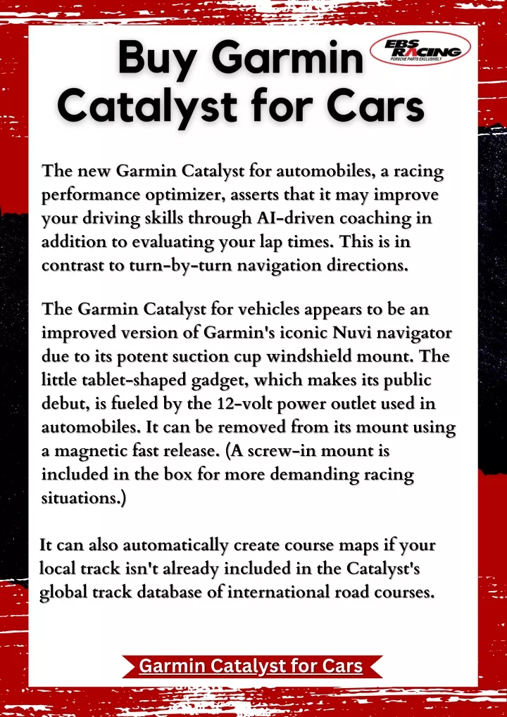 the new garmin catalyst for automobiles a racing