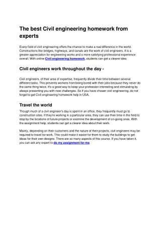the best civil engineering homework from experts