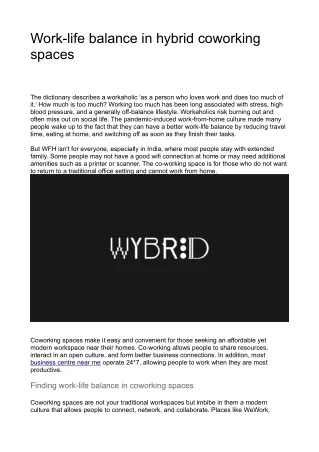 work life balance in hybrid coworking spaces