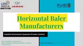 Horizontal Baler Machine  Manufacturers | Lakshmi Envirotech Systems