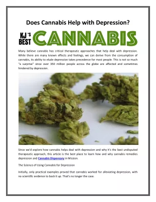 does cannabis help with depression