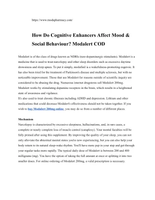 How Do Cognitive Enhancers Affect Mood & Social Behaviour. Modalert COD.docx - Google Docs